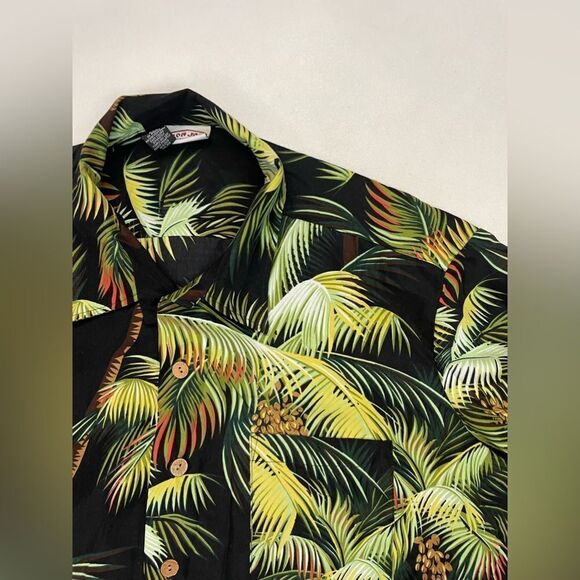 Ron Jon All Over Palm Tree Print Hawaiian Shirt Men XXL Black Short Sleeve - Picture 2 of 5